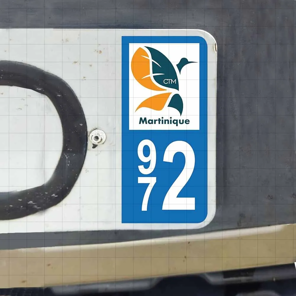 4Pcs/Set France Martinique 972 Plate Stickers, Waterproof EU F Code & CTM Emblem Decals for Car and Motorcycle