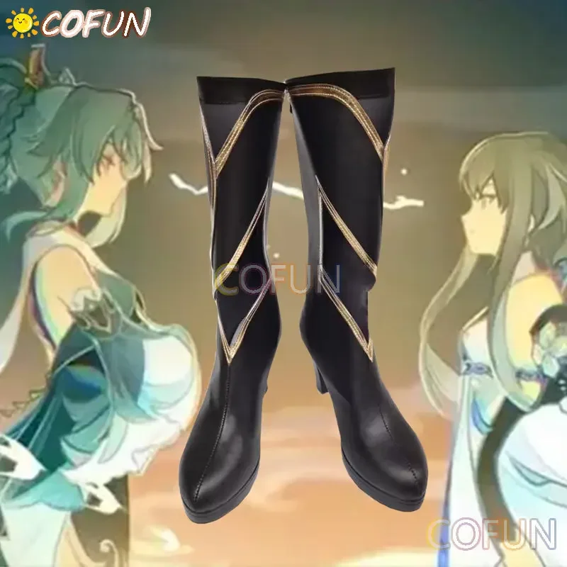 

COFUN Genshin Impact Madame Ping Cosplay Boots Genshin Impact Madame Ping Shoes Long Tube Women Shoes Game Anime