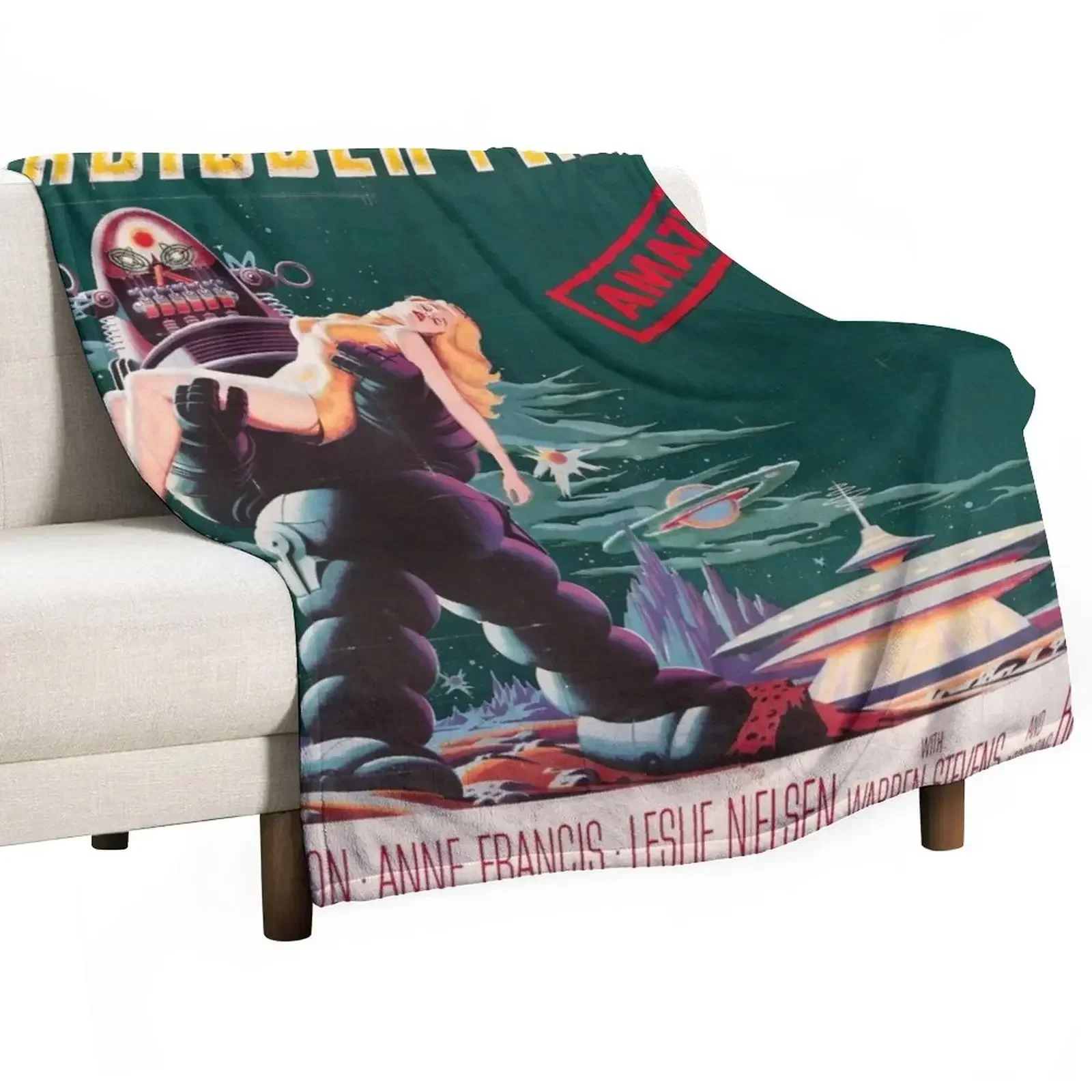 

Forbidden Planet - 1956 Vintage Movie Poster Throw Blanket Plaid on the sofa Blankets For Bed Plaid Cute Blankets