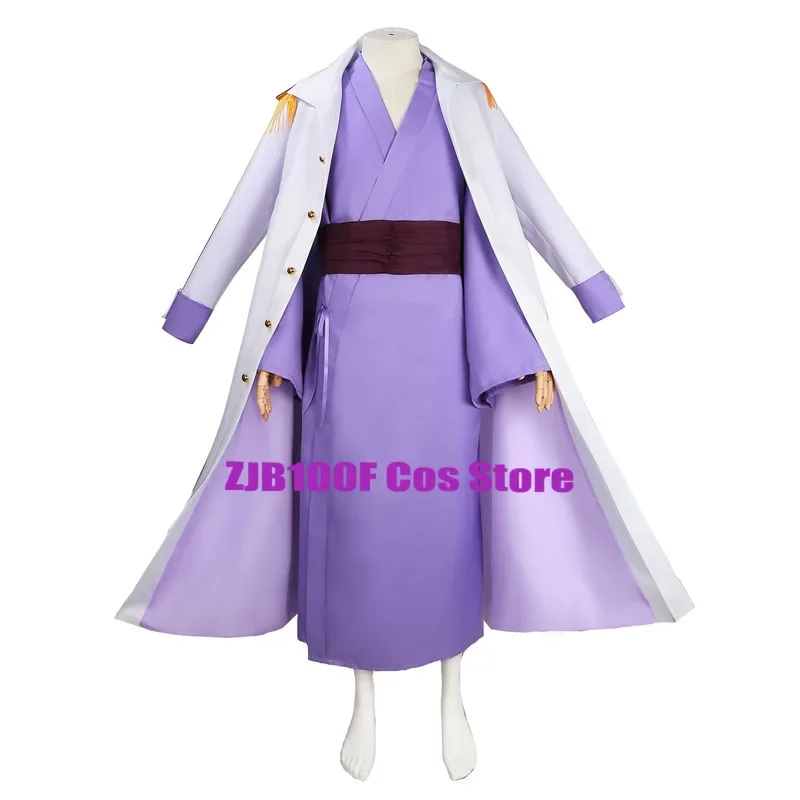 General Issho Cosplay Anime Fujitora Costume Uniform Men Admiral Marine Trench Purple Kimono Suit Party Outfit for Issho