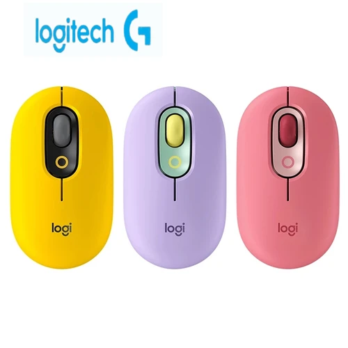 Logitech-ratón inalámbrico POP con Bluetooth, MOUSE para oficina, hogar, portátil, accesorios, máquina de juegos, ergonómico
