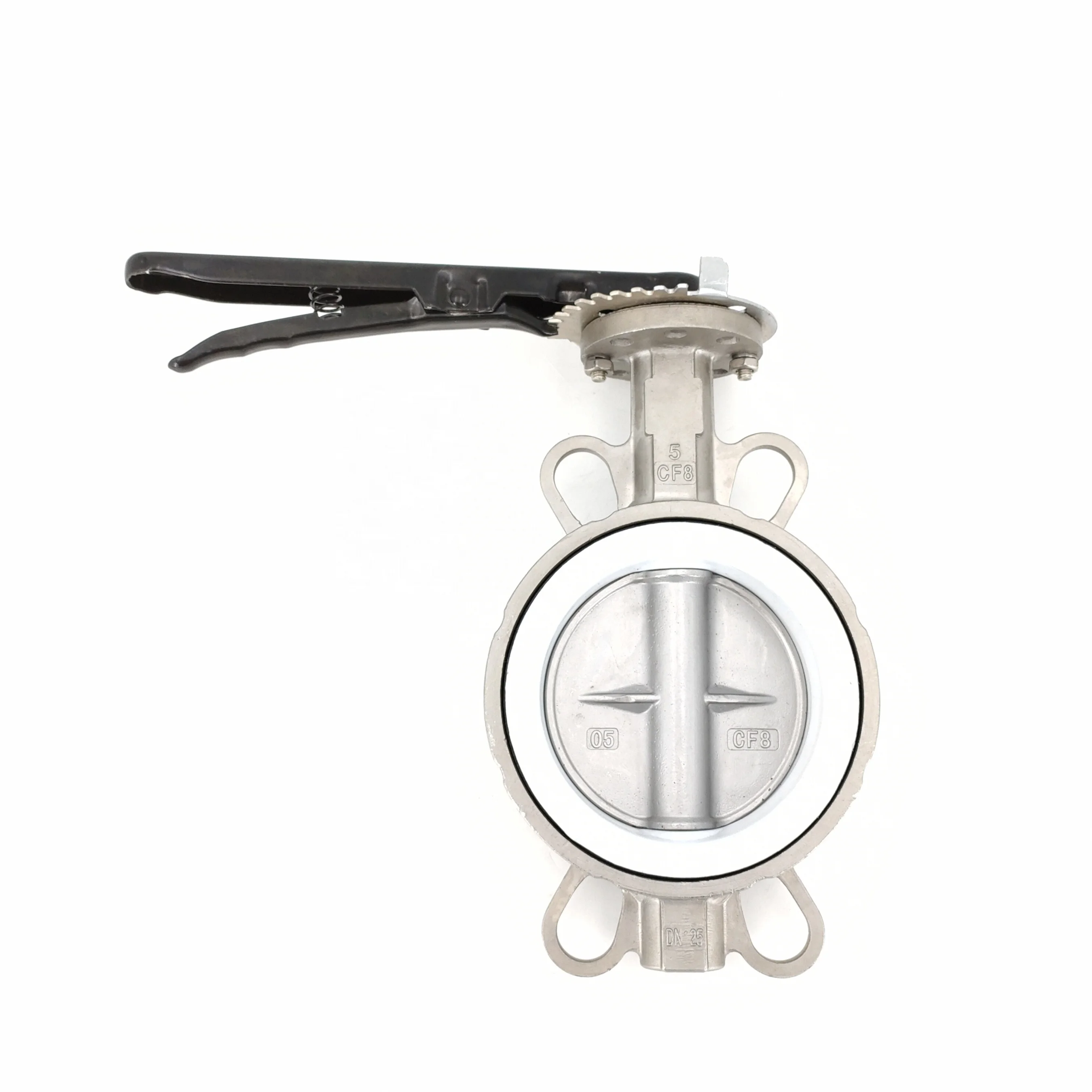 

Made in China Stainless Steel Manual Wafer PTFE Flanged Butterfly Valve