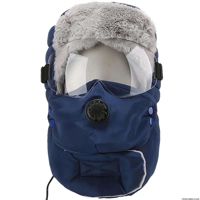 ﻿Thermal Balaclava Scarf Windproof Heated Bomber Hats Men Women Winter Plush Neck Warmer Ski Face Mask For Outdoor Activities