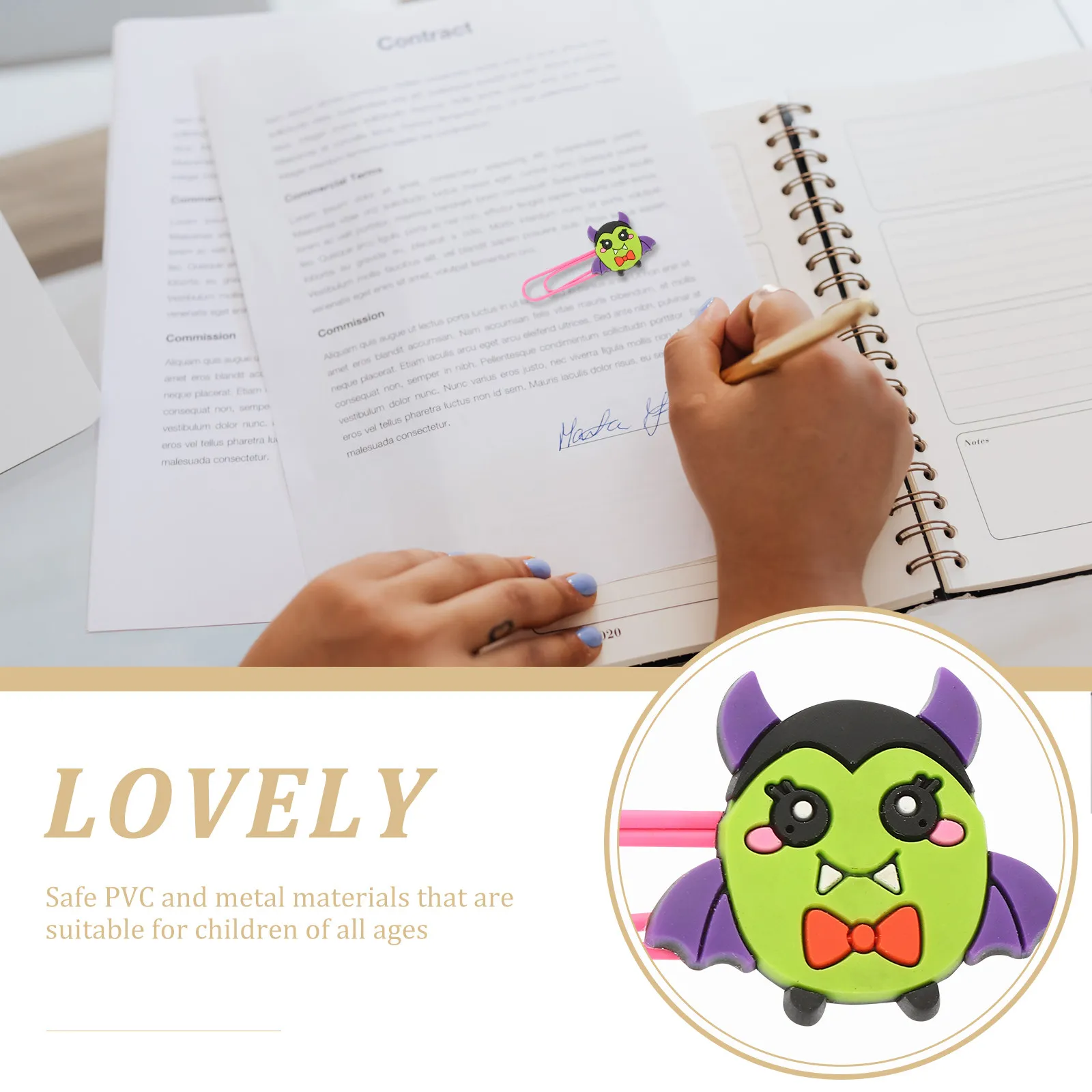 

20Pcs Halloween Bookmarks Gift Set Reusable Paper Clips with Bat Skull Ghost Pumpkin Designs for Party Favors Festival