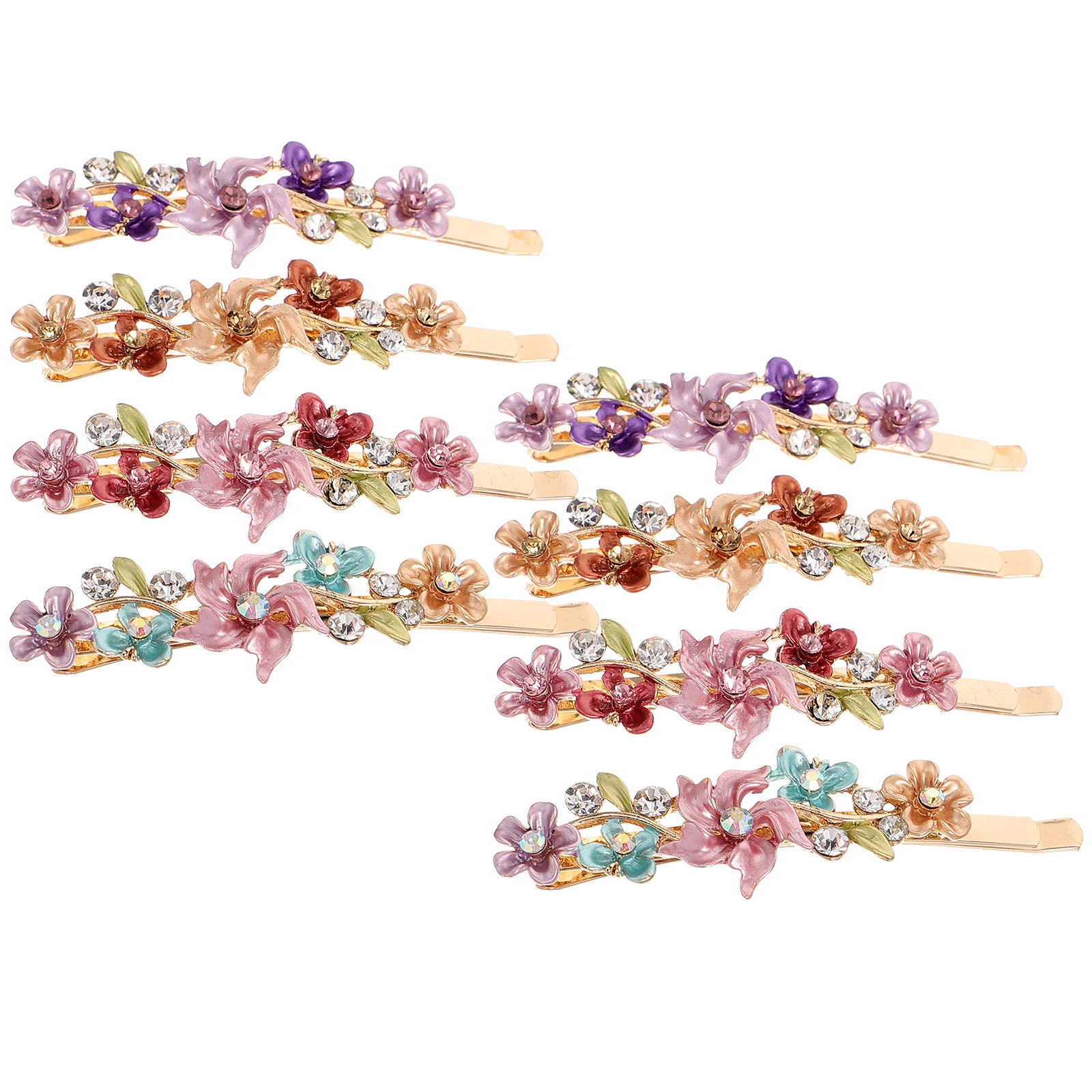 

8pcs Rhinestone Hair Clips Elegant Flower Side Barrettes Women Wedding Party Accessories Decorative Jewelry Set Hair