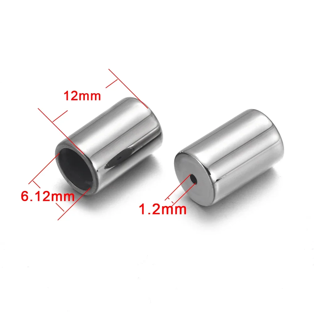 Stainless Steel 6mm / 1mm Tube Beads for Connect Leather Cord End Beads Spacer for Bracelet Jewelry Making Accessories