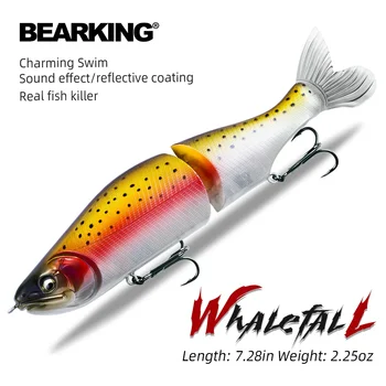 Bearking-minnow isca com corpo abs e cauda macia, isca swimfishing para pique e baixo, 185mm, 64g, 2.25oz