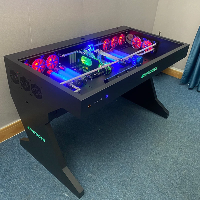 Computer case all-in-one table, high-end desktop fully transparent large case, cool sci-fi water-cooled esports table