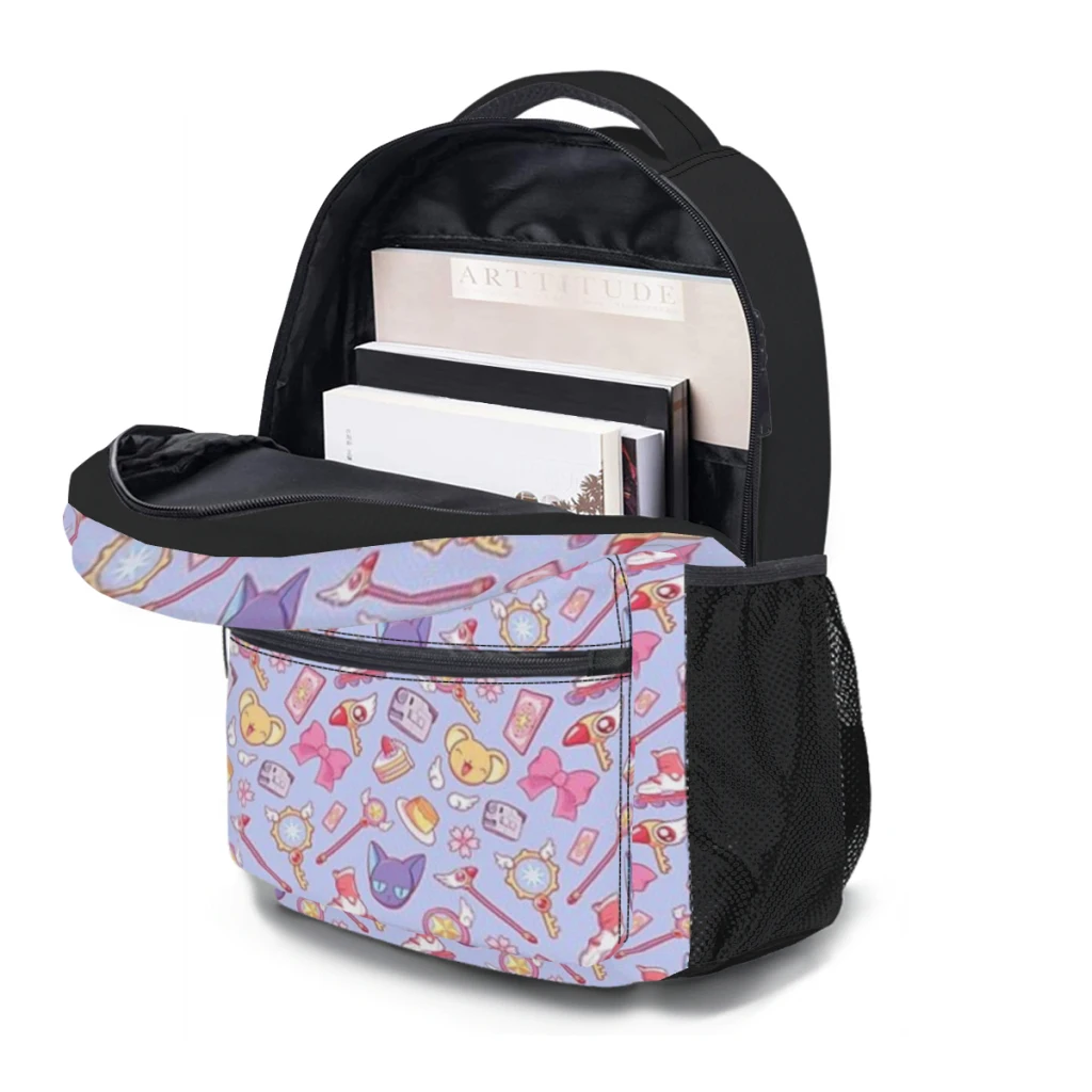 Nieuwe Modieuze Sakura Kaart Captor - Violet Rugzak Grote Capaciteit Trendy Boekentas Multi-Pockets Verstelbare 17Inch