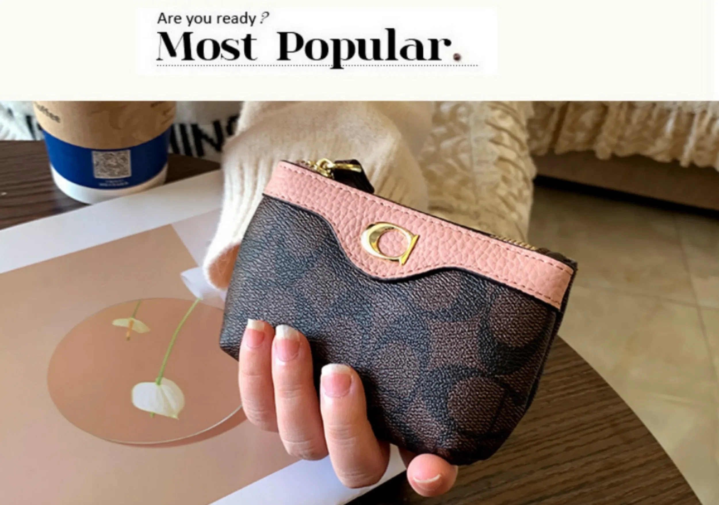 Neue klassische kleine Geldbörse mit Blumenmuster, Damen-Mini-Geldbörse, kleine Münztasche, Wechselgeldtasche, Leder-Geldbörse, Aufbewahrungstasche, Kartenetui – Detail 2