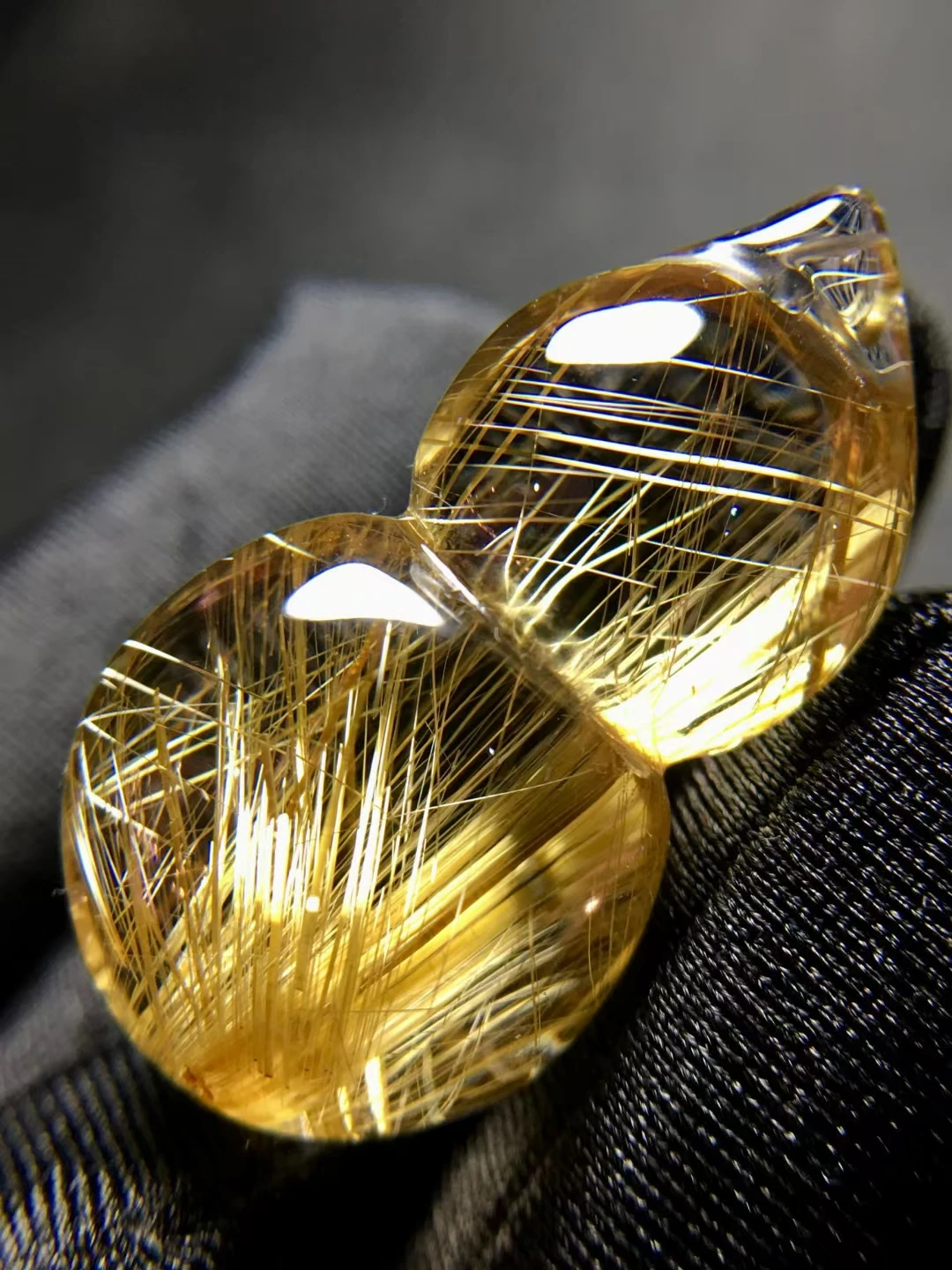 Natural Gold Rutilated Quartz Pendant Gourd Quartz Jewelry 32.8*18*14mm Cat Eye Water Drop Oval Men Women Brazil AAAAAAA