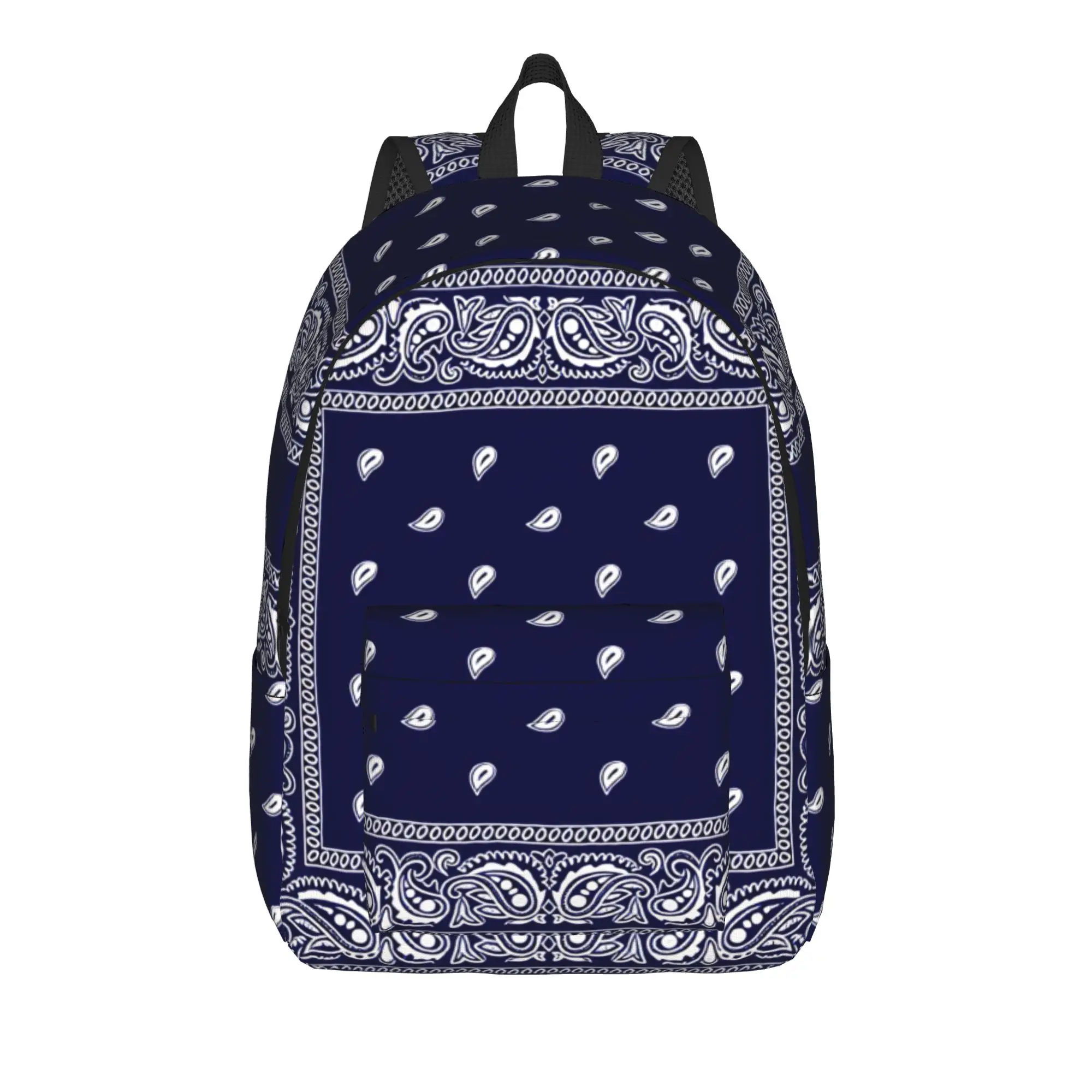 navy-blue-bandana Backpack Male  Durable Backpacks Polyester Kawaii High School Bags College Design Rucksack
