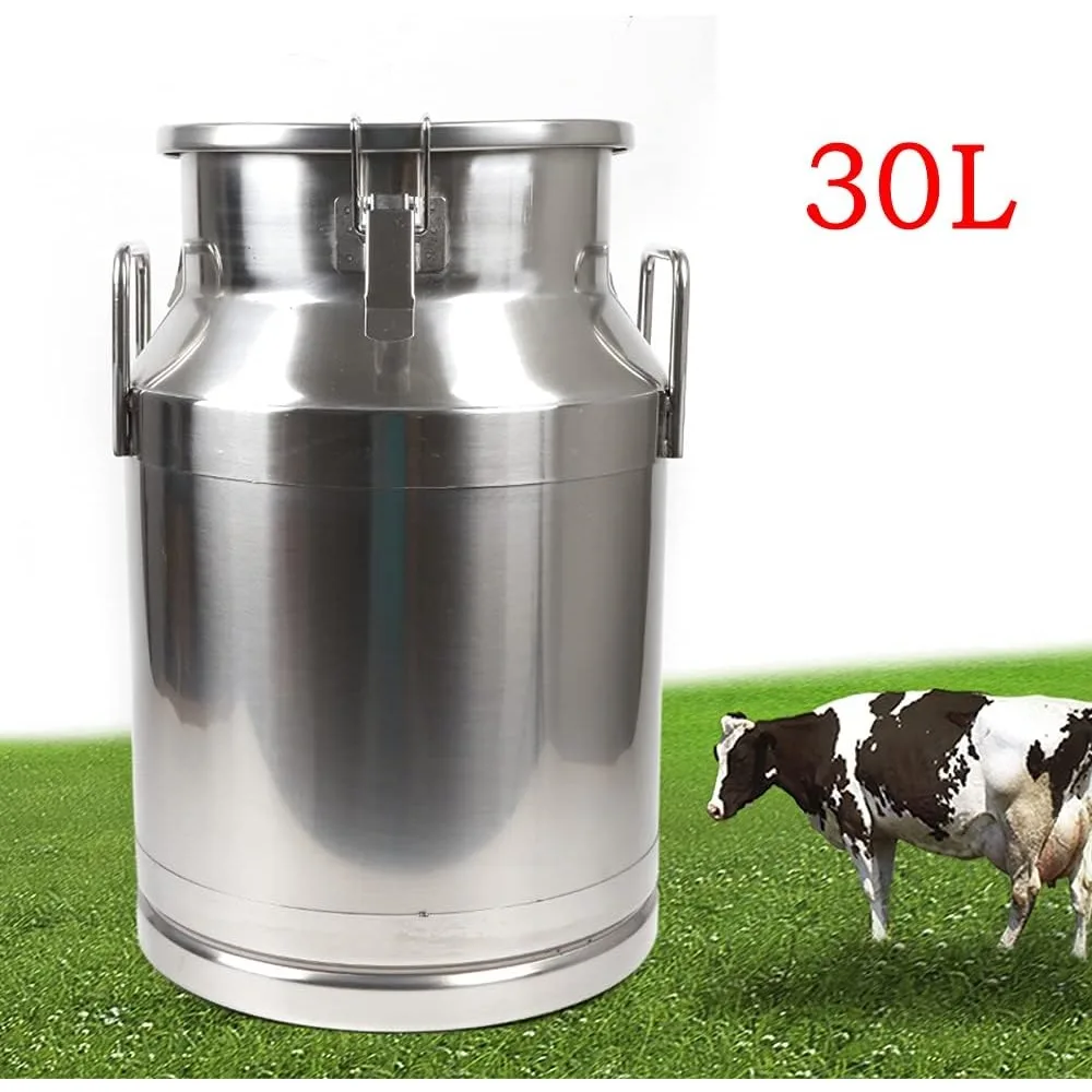 

30L /7.9 Gallon Stainless Steel Milk Can Heavy Duty Milk Transport Cans with Sealed Lid for Milk Storage Transportation