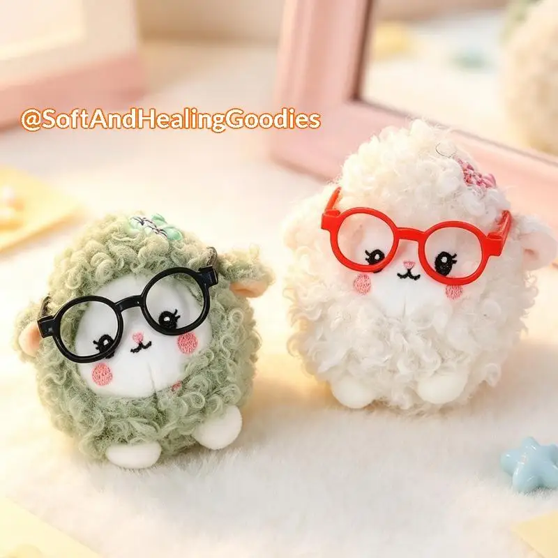 New Short Velvet Sheep Keychain Doll Glasses: Portable Soft Bag Pendant Backpack Accessory 1PC