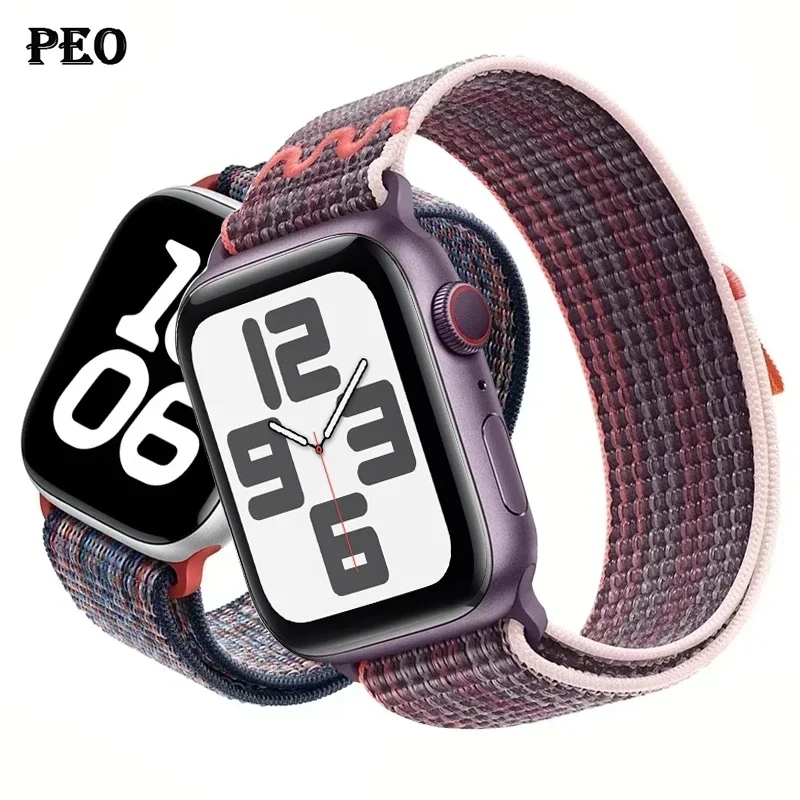 Correa de nailon para Apple Watch, Correa de 45mm-44mm 49mm 42mm-40mm-41mm 38mm 46mm, pulsera iWatch Series 10/ultra2/8/9/6 Se 7