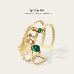 YACHAN Fashion Geometry Star Pendants Rings Stainless Steel Gold Plated High Quality Waterproof Jewelry