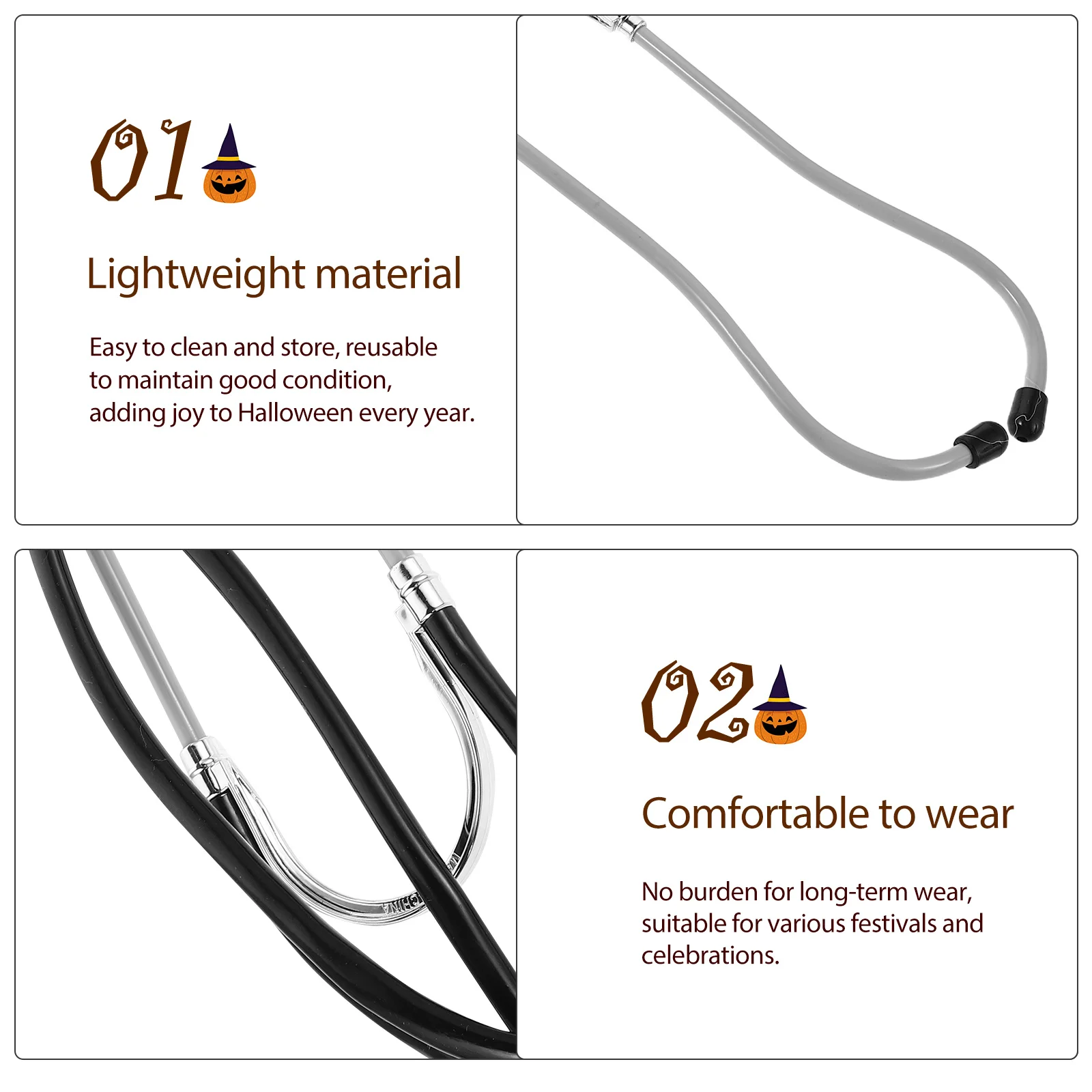 4 szt. Realistyczny stetoskop do cosplayu pielęgniarki, lekarza, akcesoria do zabawy w udawanie, rekwizyty do symulacji medycznej dla dzieci, Halloween