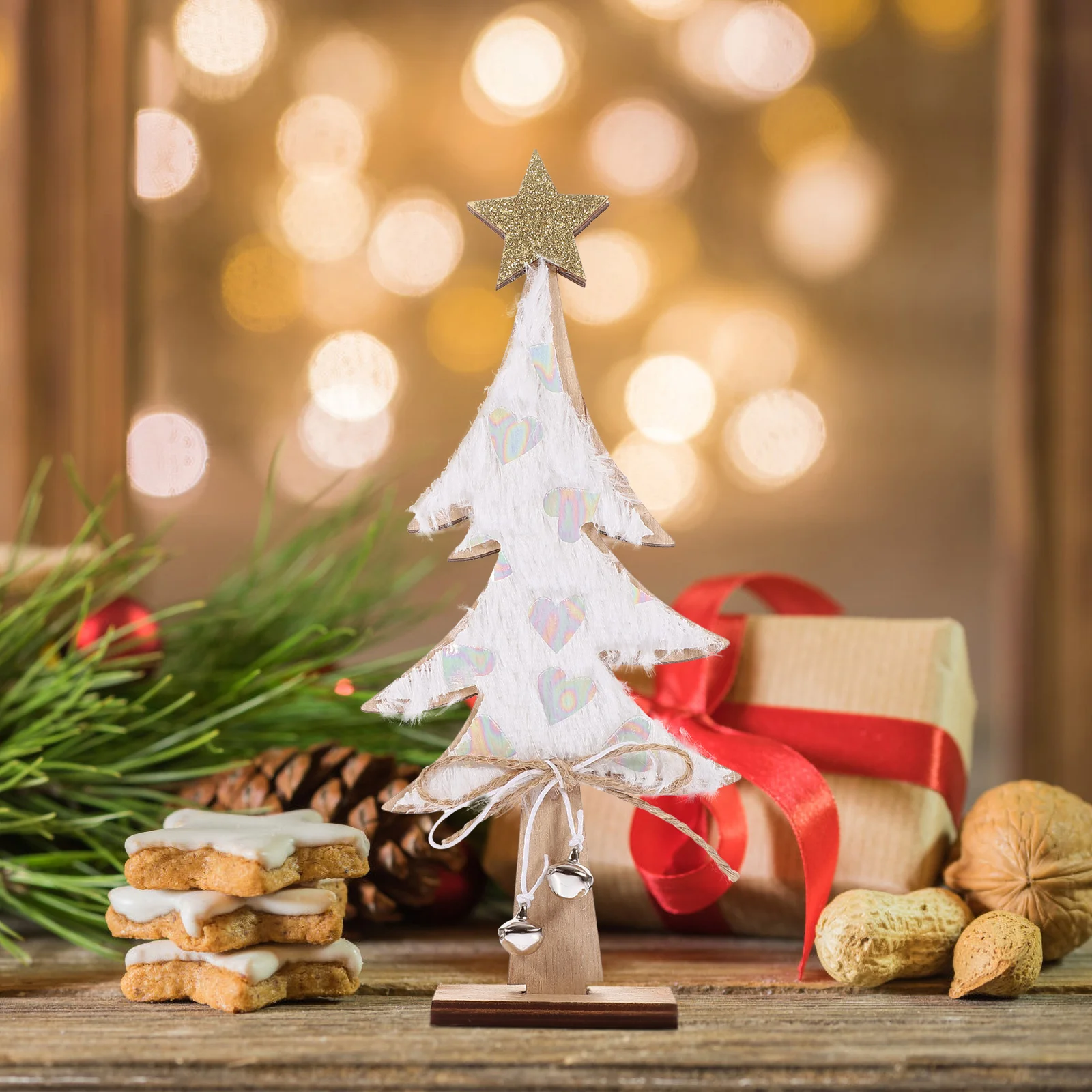 

Christmas Tree Wooden Ornament Desktop Xmas Decor Festive Table Decoration Warm Holiday Adornment Christmas Tree Decorations