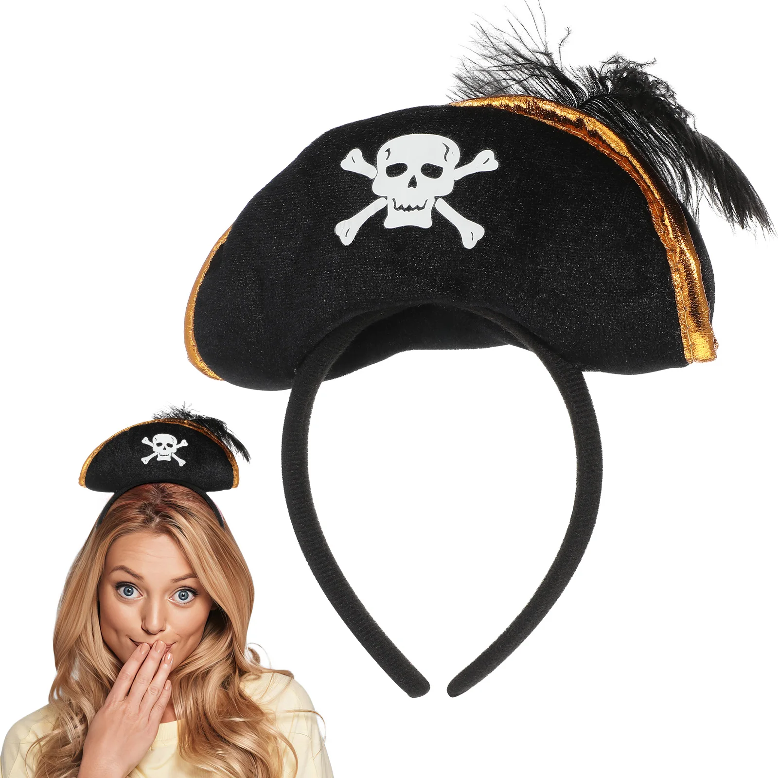

Pirate Captain Skull Hat Headband Halloween Costume Party Adult Women Kids Hair Accessories Cosplay Decorations Birthday Props