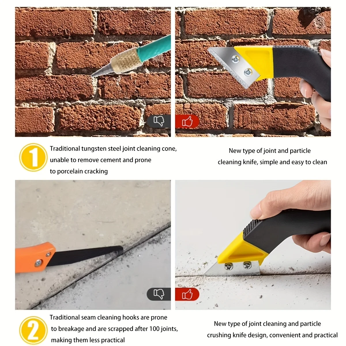 Tile Grout Saw Grout Removal Tool, Angled-Design Grout Hand Saw with 10 Diamond Surface Blades for Tile Cleaning, Removing Paint image 5