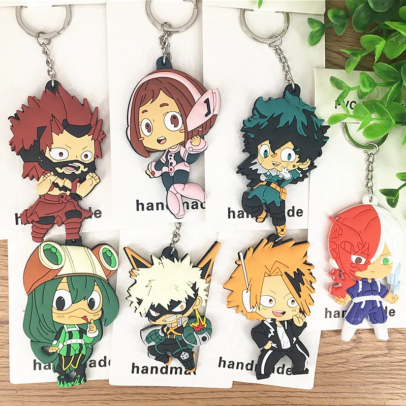10pcs Anime Peripheral My Hero Academia Duke All Might Key-rings Student Cartoon Animation Bag Key Pendant Double Sides Keychain