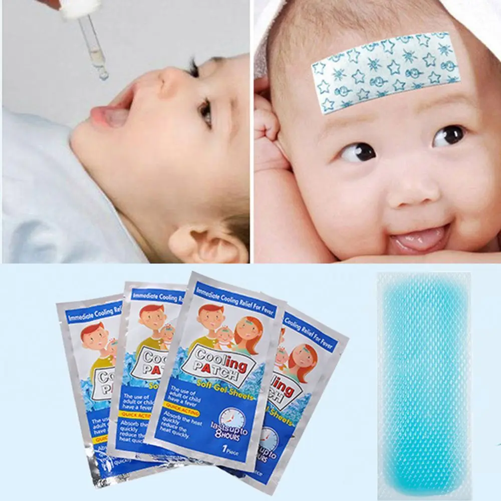 

Migraine Ice Gel Plaster Hydrogel Cooling Patches Headache Pad Fever Down Baby Heat Cooling Sheets