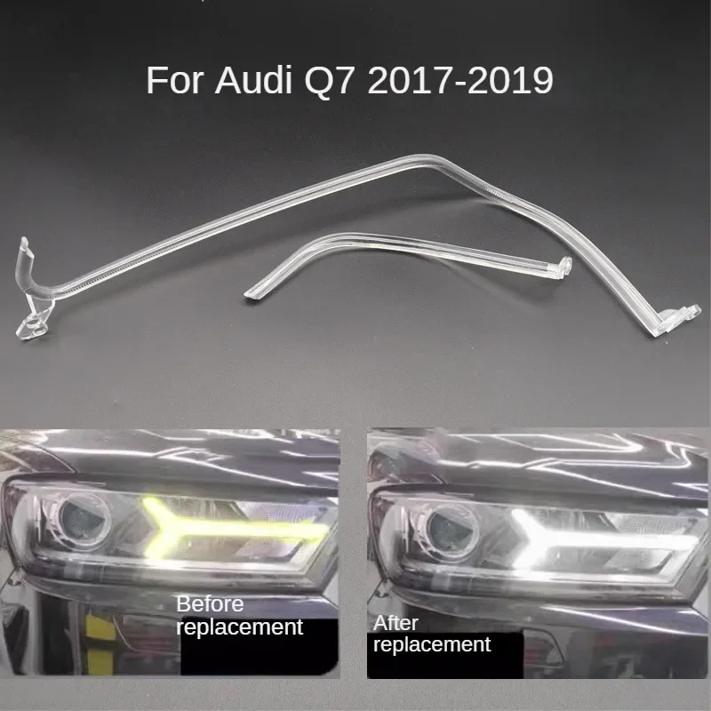 

For AUDI Q7 2017-2019 Car Low Headlamps DRL Light Guide Plate Light Guide Tube Headlight Daytime Running Light Guide Angel Eye