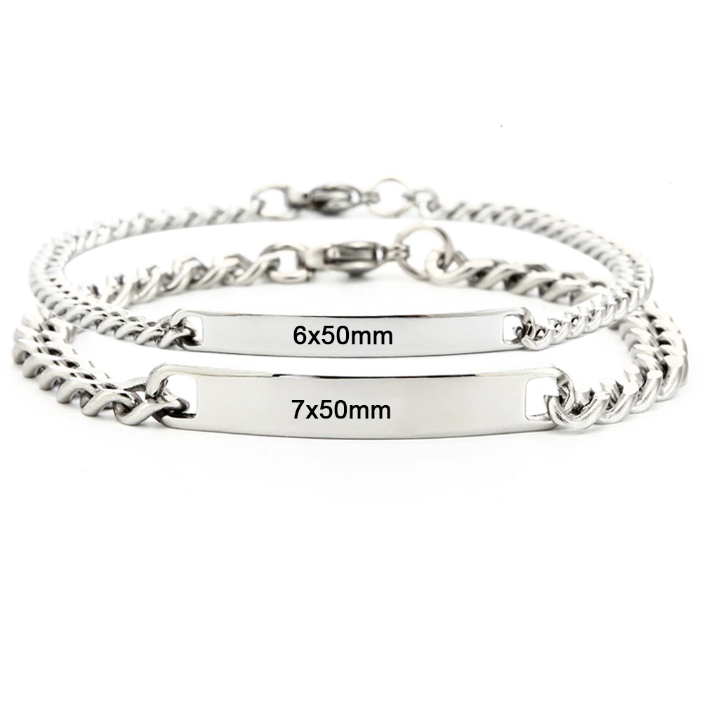 Customized Logo Name Engrave Stainless Steel Bracelet Women Personalized Bracelets For Men Id Bracelet Dropshipping