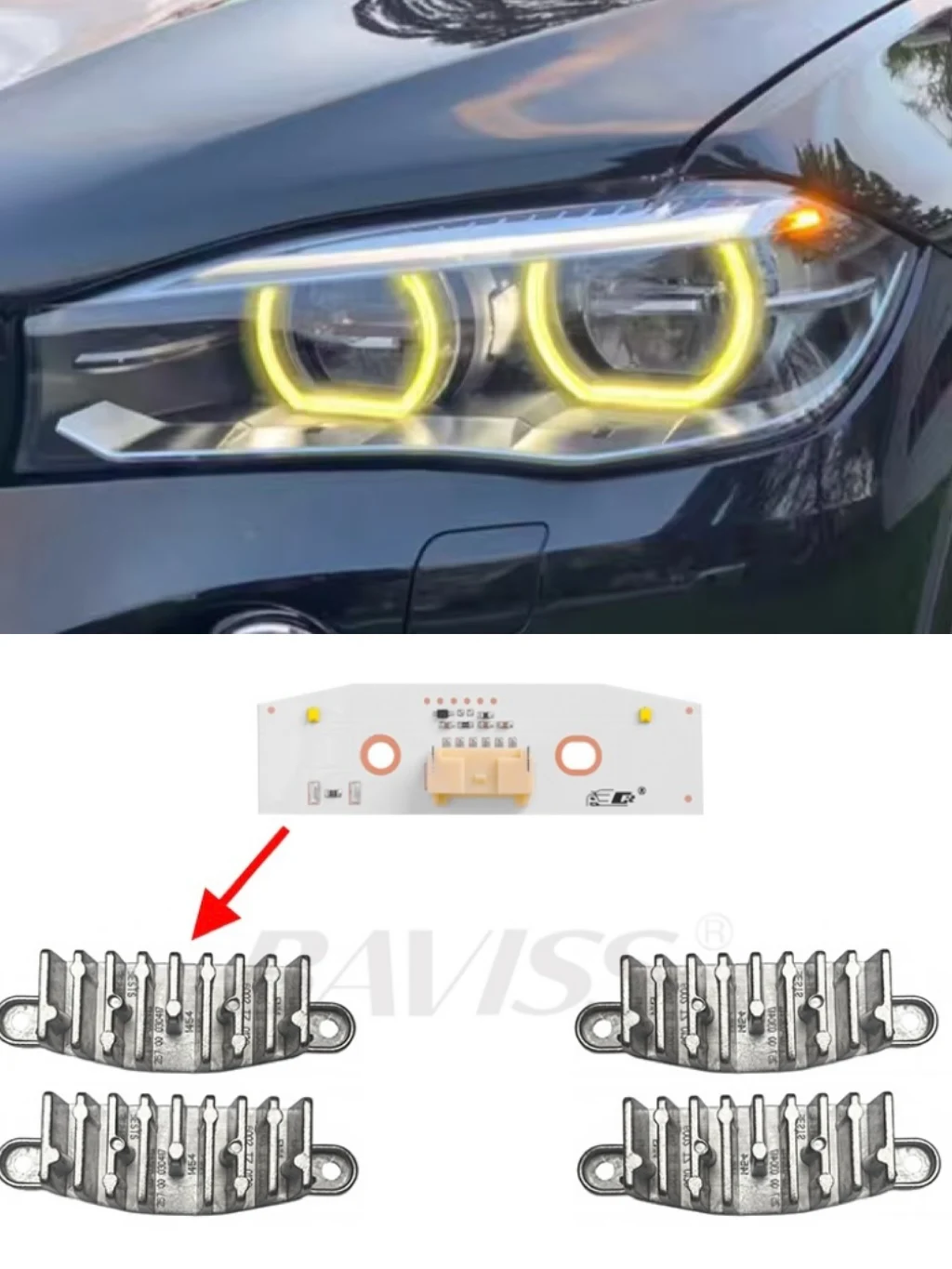 

BAVISS Yellow Red blue DRL Angel Eye Daytime Runnning Light for BMWX5 F15 X5M F85 X6 F16 X6M 2014-2018 LED -Adaptive Headlight