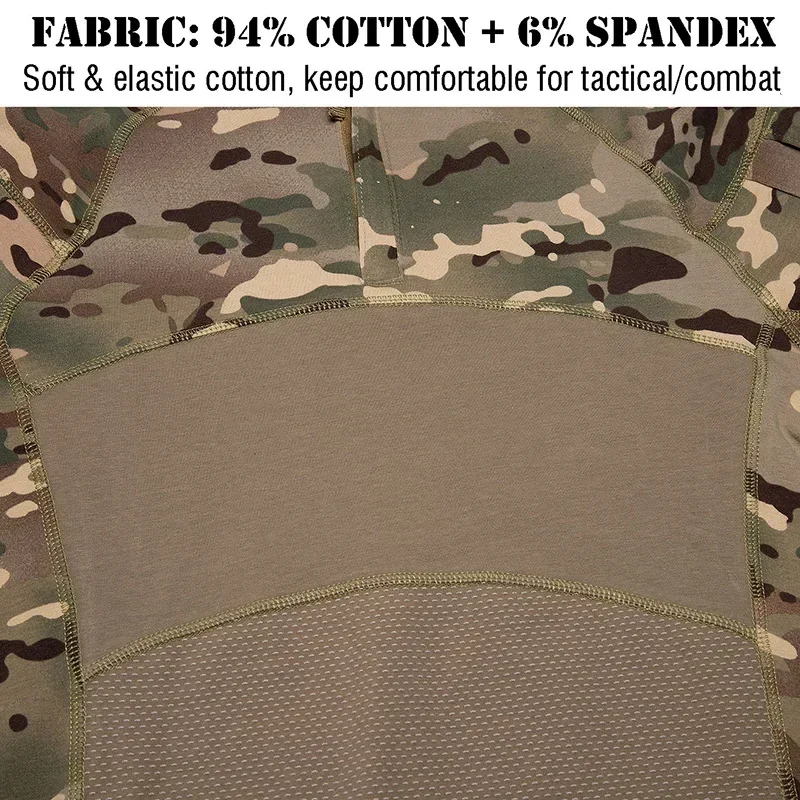 Camicie da paintball softair Multicam CP Camo Camicia tattica in cotone da uomo T-shirt da combattimento militare dell'esercito Abbigliamento da caccia Resistente all'usura
