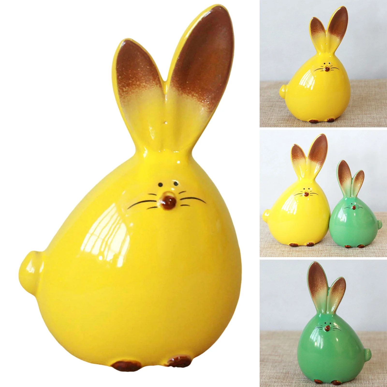 

Long-Eared Bunny Sculpture with Vivid and Lifelike Face Refreshing Appearance Suitable for Home Office Room