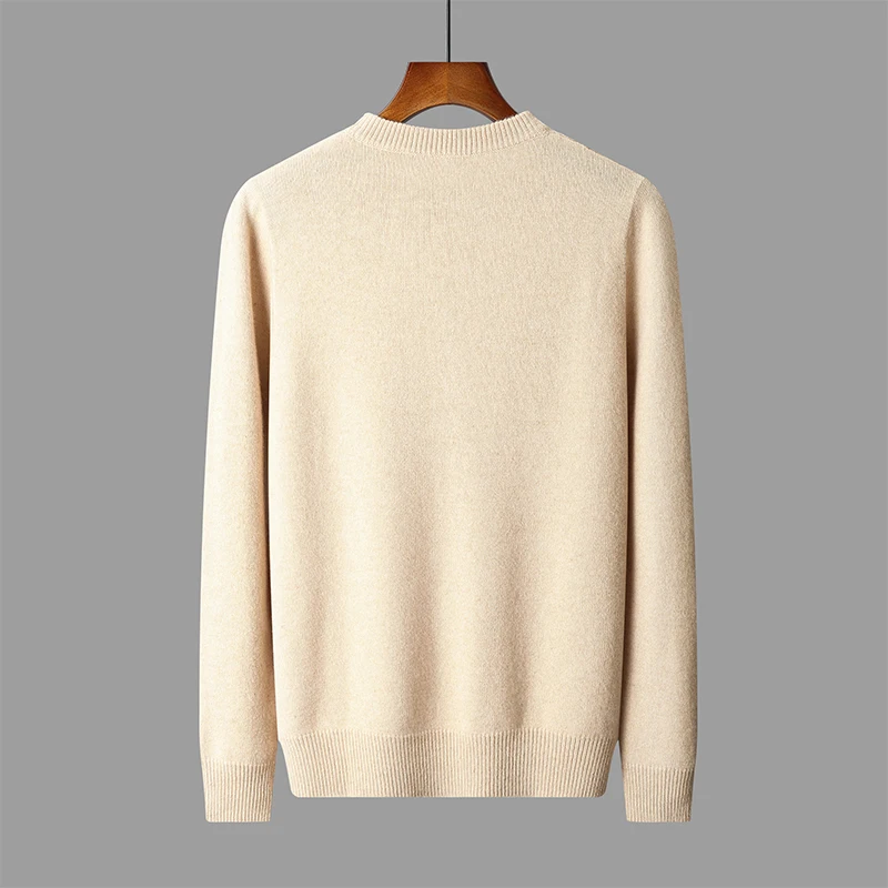 DjzDsm Men's 100% Pure Wool Top O-neck High end Thickened Wool Sweater Casual Sweater Hoodie Autumn/Winter New Collection