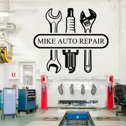 Custom Name Vector Garage Car Wall Stickers Car Service Garage Workshop Window Decor Decals Garage Door Window Decals SY388