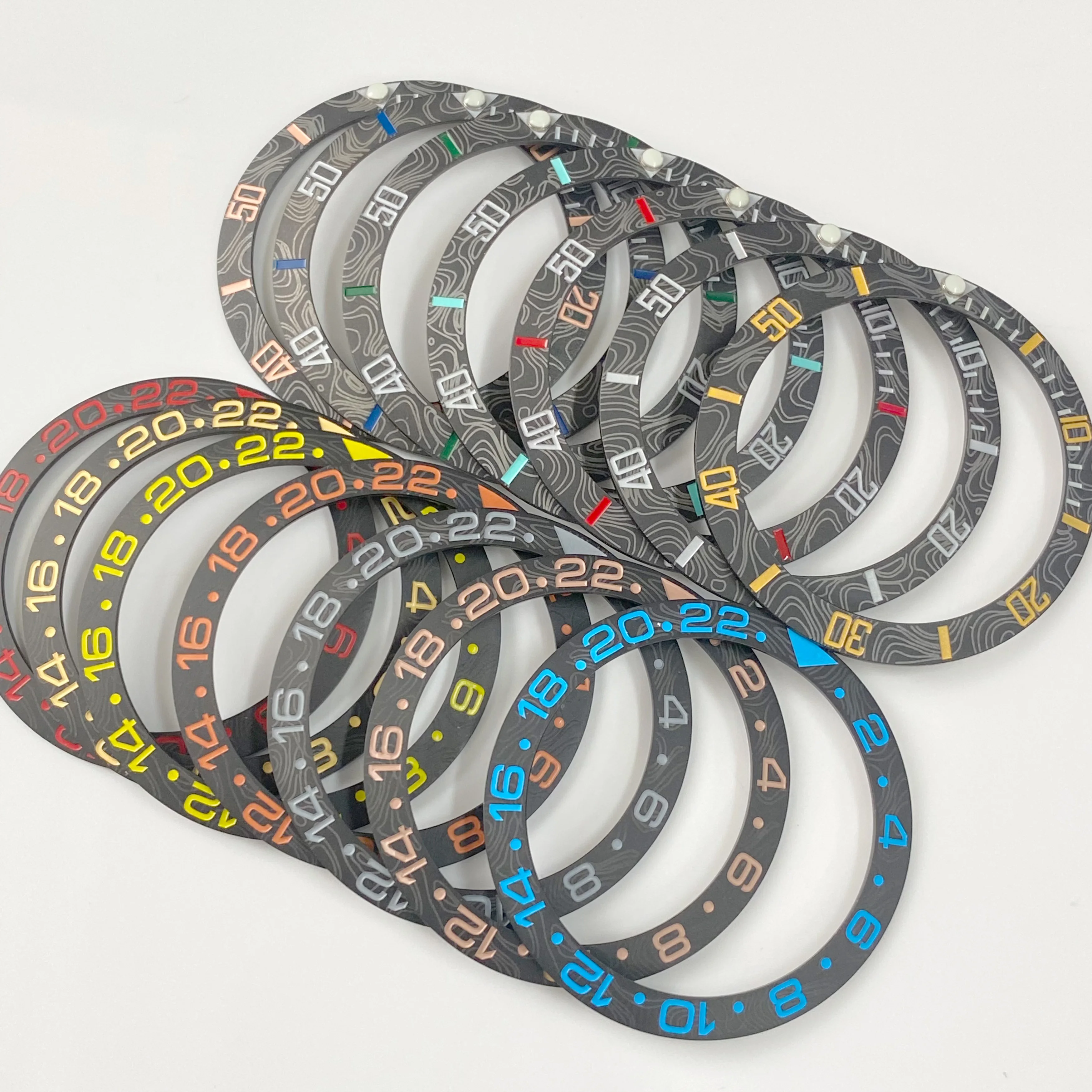 إطار 38 مم من ألياف الكربون بتصميم نمط مادة السيراميك إطار أزرق الانارة 40 مم استبدال ملحقات علبة الساعة