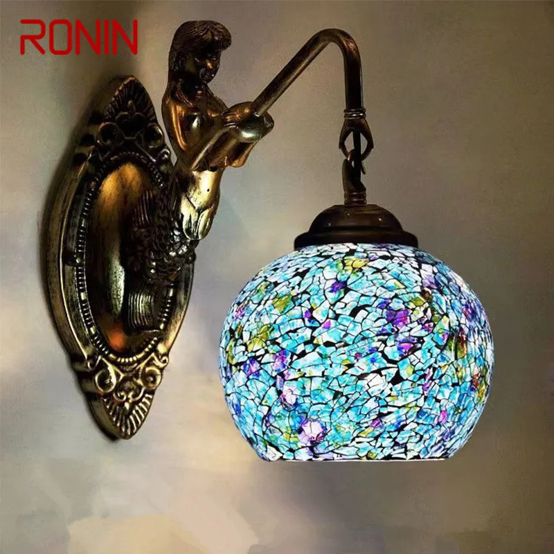 RONIN Contemporary Mermaid Wall Lamp Personalized And Creative Living Room Bedroom Hallway Bar Decoration Light