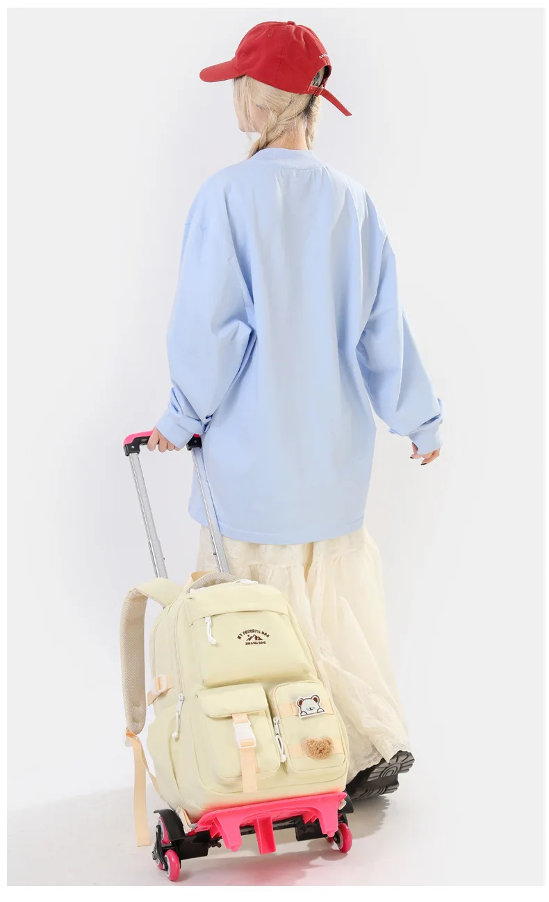 2026 Children Wheeled Backpack Students Schoolbag Rolling Backpacks Bag Kids School Trolley Bookbag Girls School Bag with Wheels
