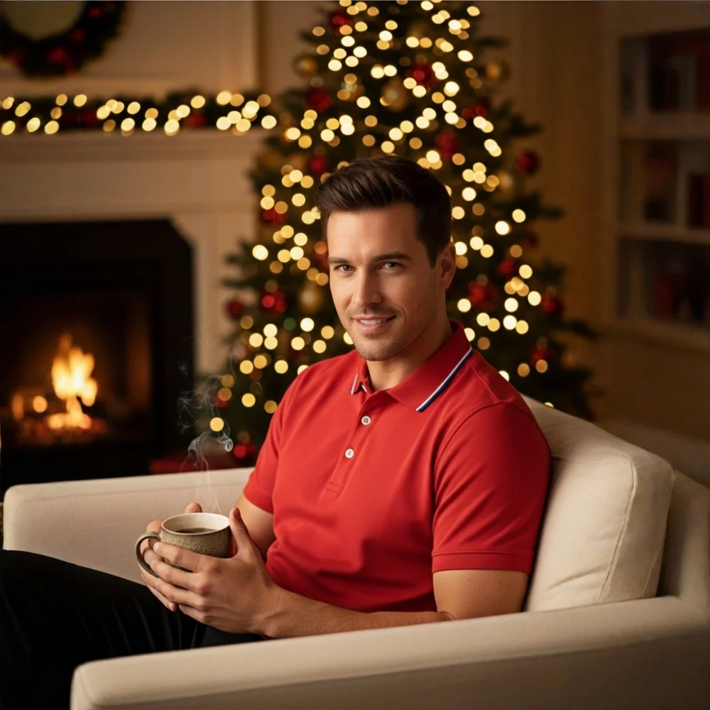 남성용 크리스마스 선물 3종 세트, 폴로 셔츠 반팔 면 티셔츠, 아빠, 남자친구를 위한 휴일 선물, 새해 의상 상의