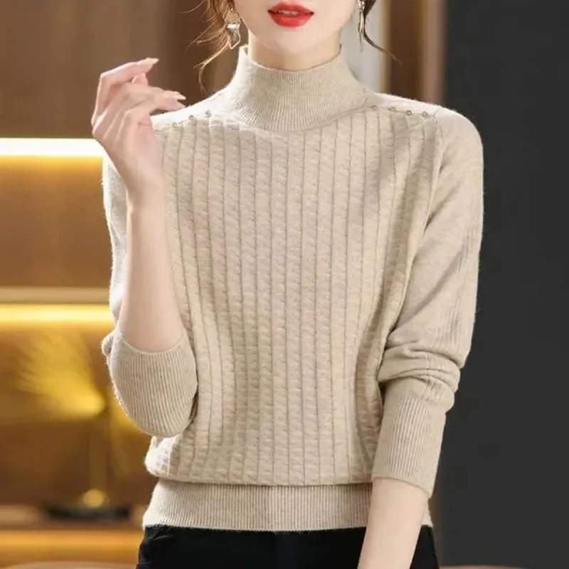 

Women Long Sleeve Casual Turtleneck Warm Basic Sweater Chic Autumn Winter 2025 Pullovers Knit Jumpers Solid Color Slim Tops