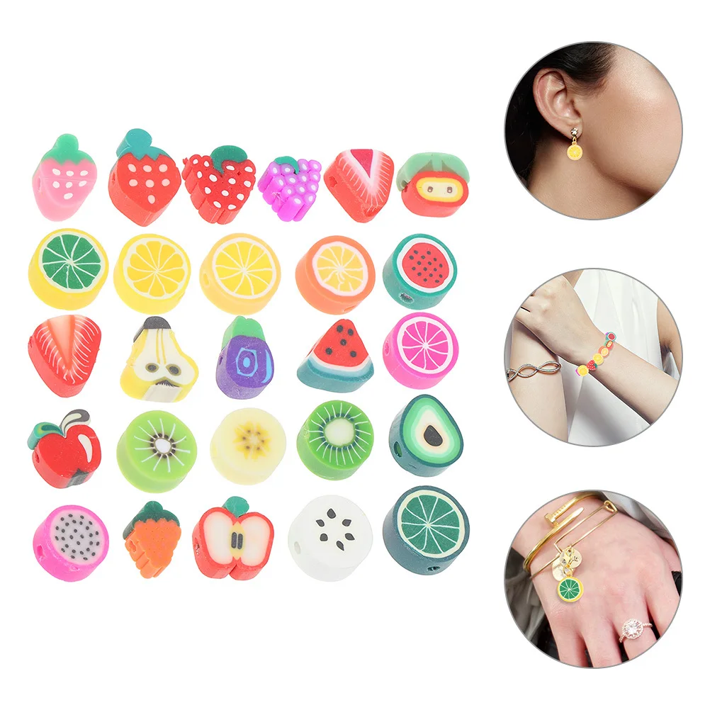 

100Pcs Soft Clay Fruit Accessories Creative Design Smooth Surface Beads for Handmade Headdress Jewelry Making Fruit Charms