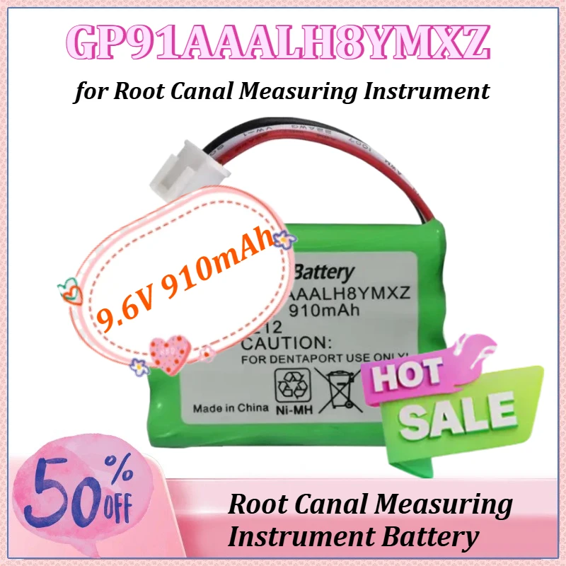 

New 9.6V 910mAh GP91AAALH8YMXZ Rechargeable Lithium Battery Pack for Root Canal Measuring Instrument Battery