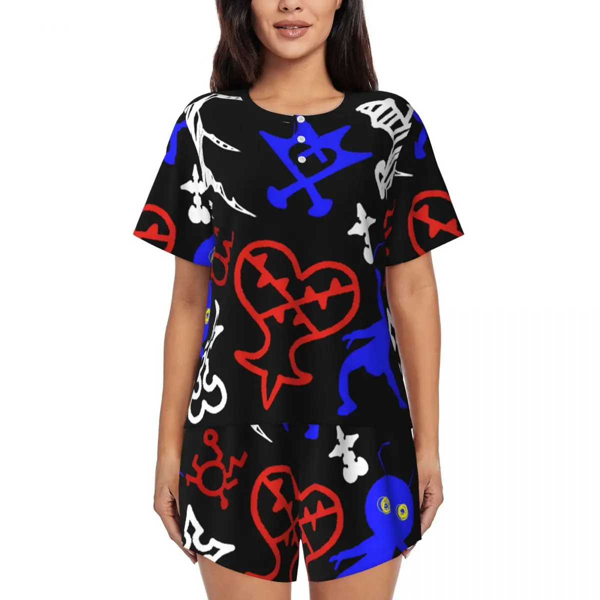 

Women's Anime Game Kingdom Hearts Pajamas Set Custom Print Short Sleeve Sleepwear Loungewear Pjs 2 Piece Sets
