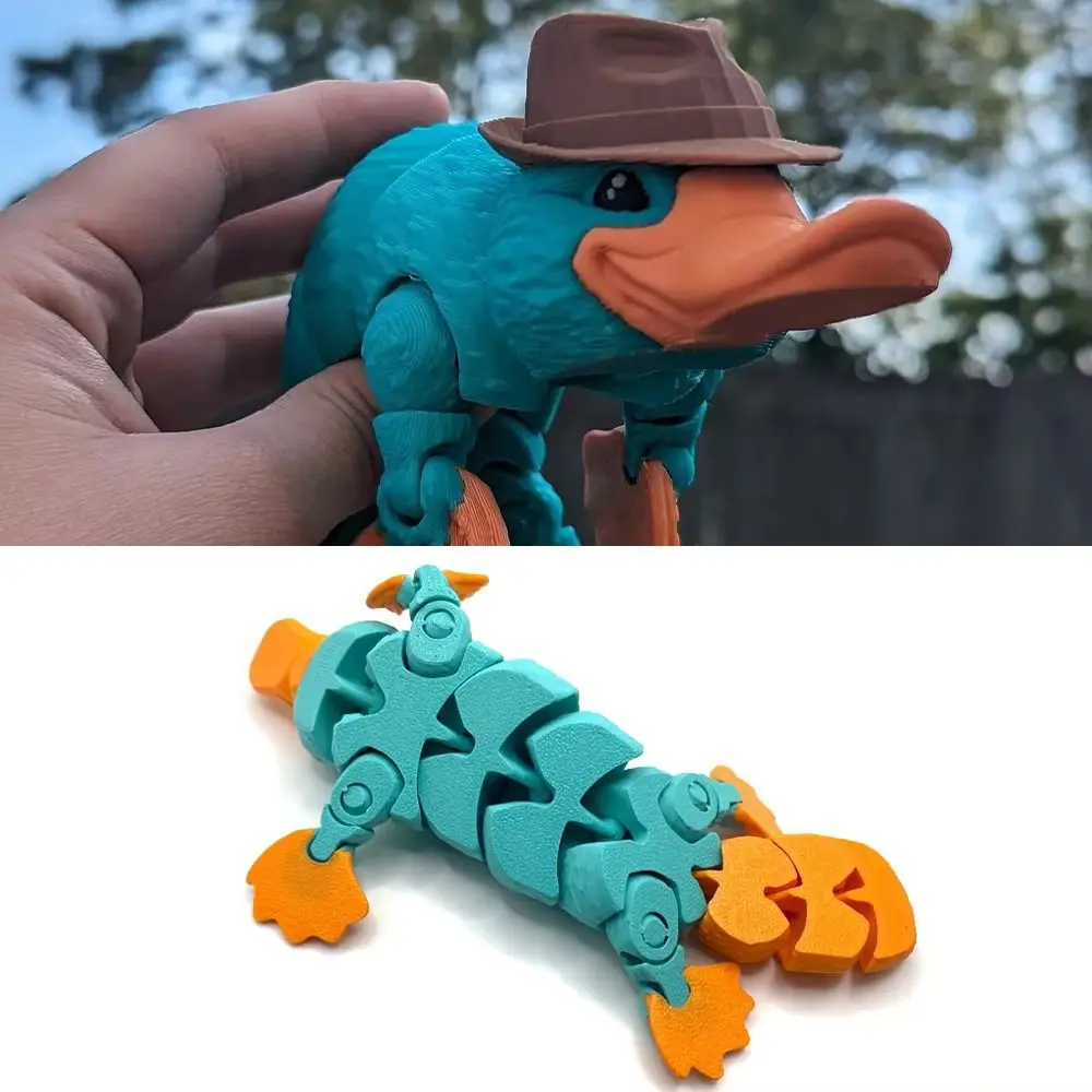 Novelty Resin 3D Printed Platypus Multi-joint Model Ornament Platypus Toys Animal Doll Toy Gift