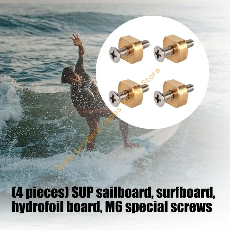 6mm Board Mounting Screws, 4-Piece Threaded Set with Countersunk-Style Head for Stand‑Up Paddles Board and Hydrofoil Board