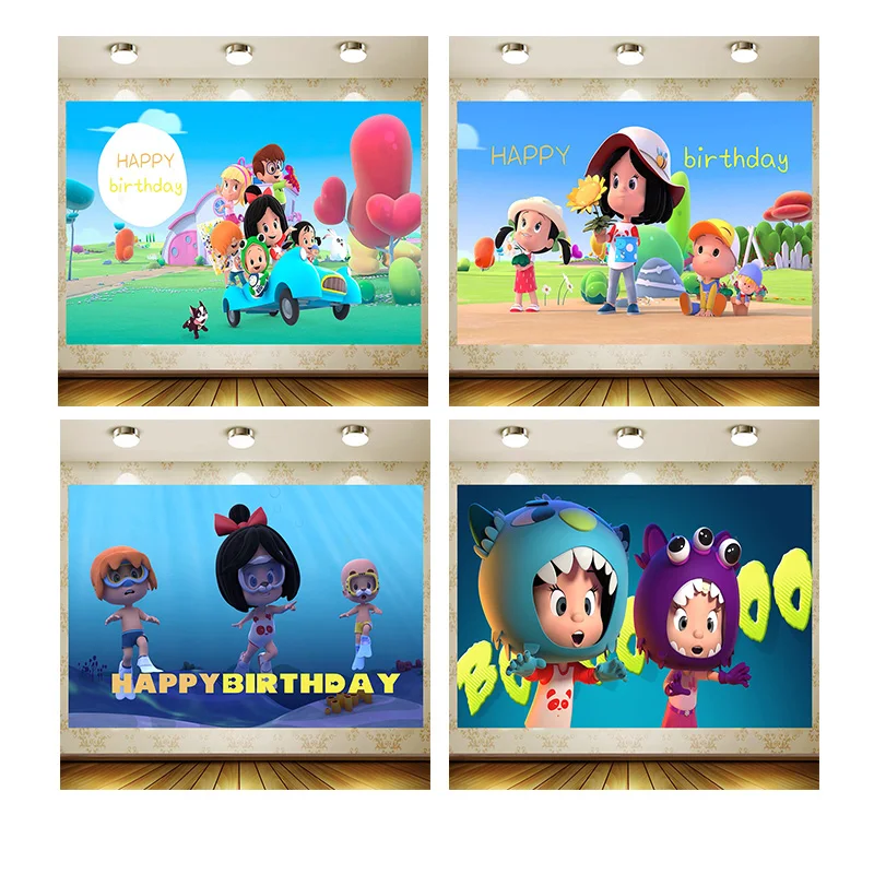 

Leo & Kukin1 Birthday Supplies Girl Party Banner Kid Cartoon Decoration Background Photography backdrop