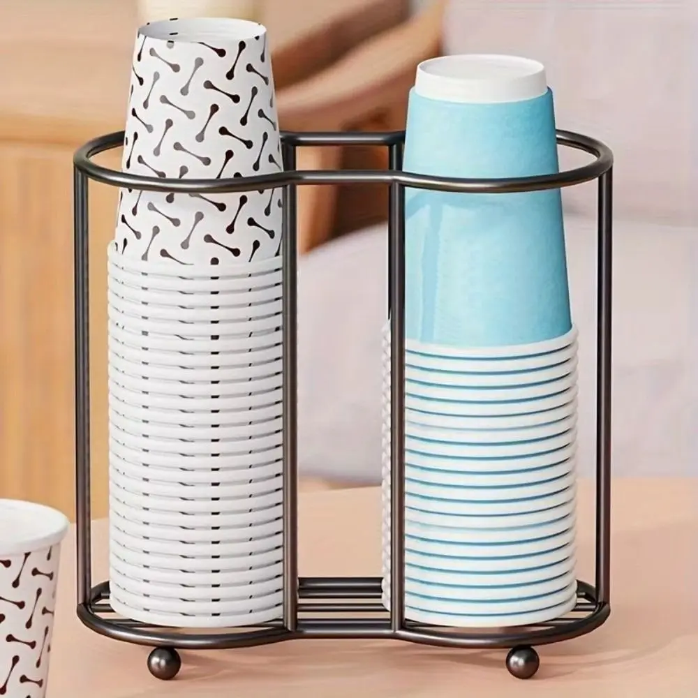 Stainless Steel Disposables Cups Picker Multifunctional Rust-Proof Cup Storage Rack Save Space Large Capacity