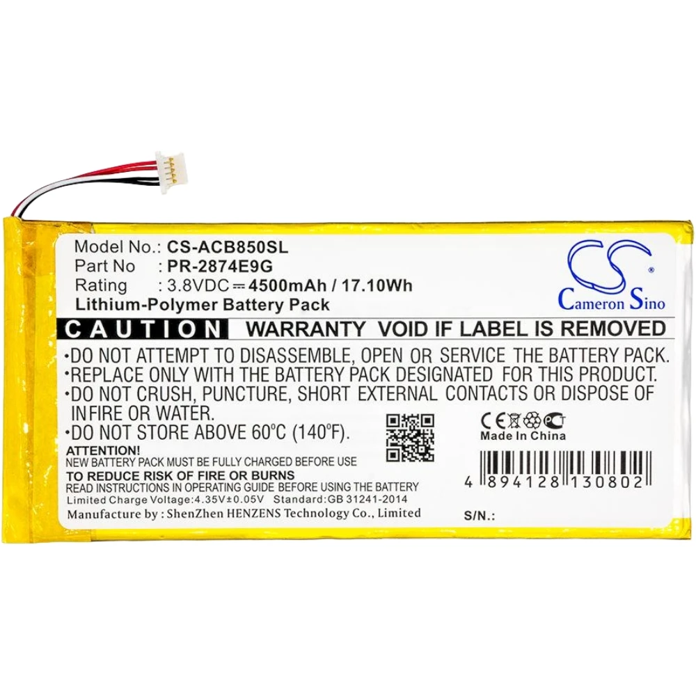 

Li-Polymer Tablet Battery for Acer,3.8v,4500mAh,Iconia One 8 B1-850 A6001 B1-850-K35X,PR-2874E9G