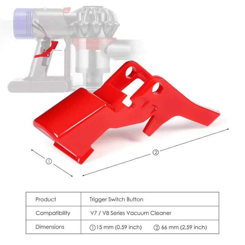 A02V-Trigger Switch Button For Dyson V7 V8 SV10 SV11 Vacuum Cleaner Strong Red Power Switch Button Replacement Repair Parts