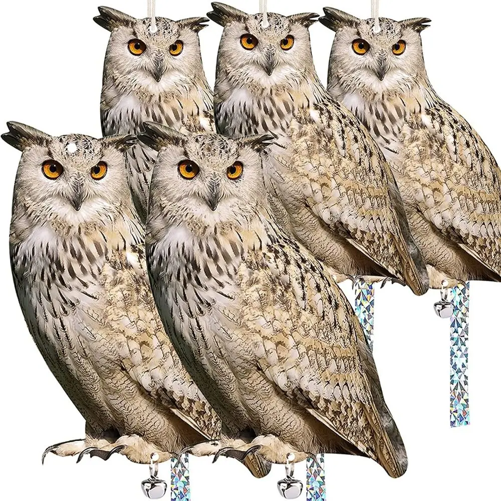 Bird Scarer Acrylic Fake Owl Bird Repellent Reflects Light Hanging Decoration For Garden Yard Pest Control Artificial Scarecrow