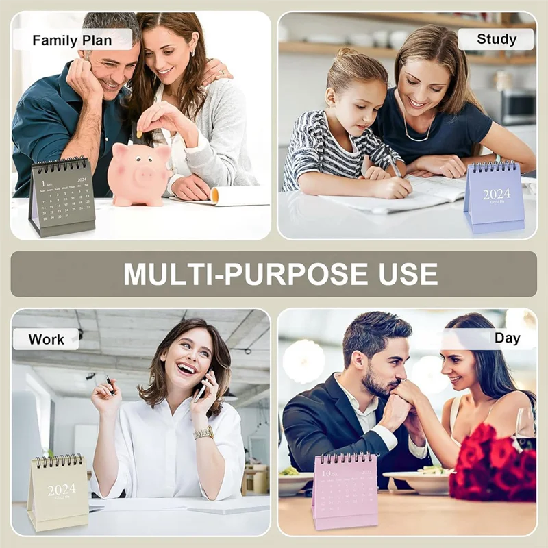 Verbeterde mini-bureaukalender 2024 draait vanaf oktober 2023 tot december 2024 kleine desktopkalender 6-delig