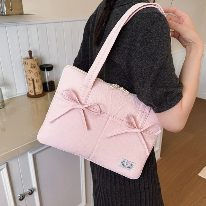 

13 Ins Sweet Casual Korean Fashion Tablets PC Noteboook Storage Bag with Bow Design Portable Large Capacity Books Case Bag